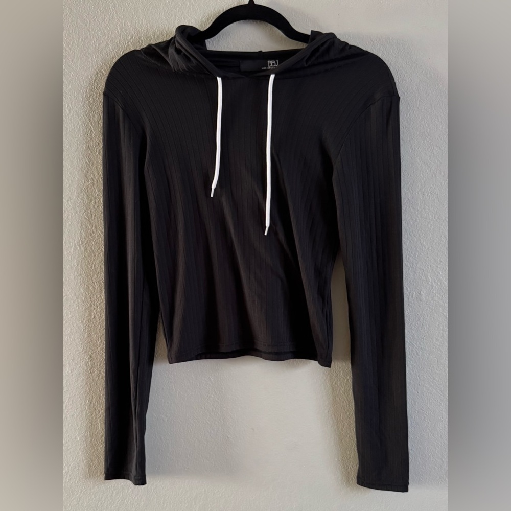 BBJ Los Angeles Women’s Black Cropped Hoodie Long Sleeve Drawstring